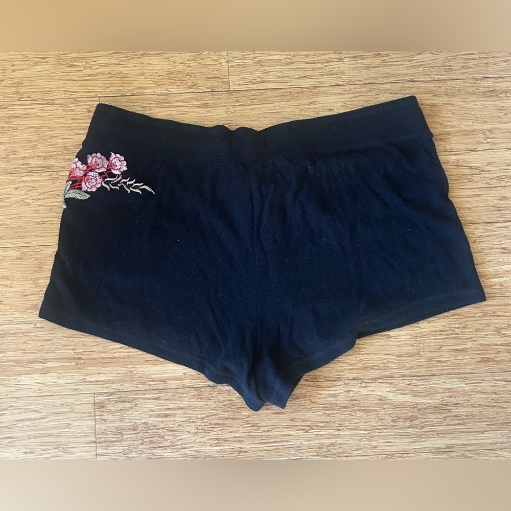 P.J. Salvage Black Pajama Shorts with Red Rose Embroidery Size XL - Picture 2 of 4